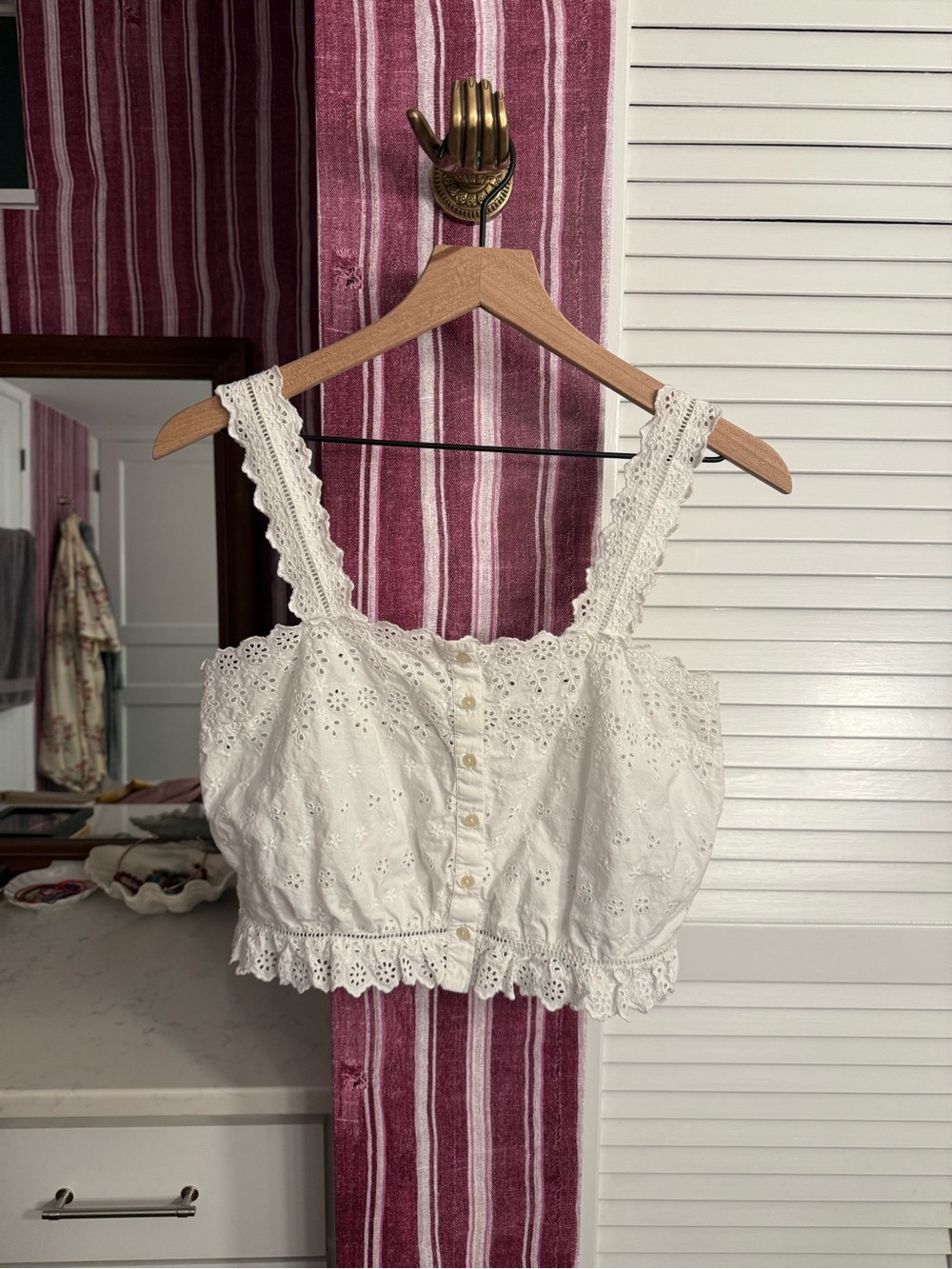 Doen Cropped Eyelet Tank Top